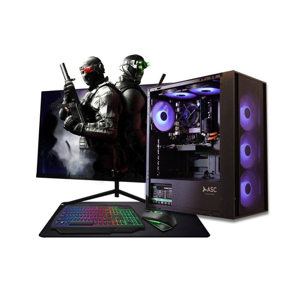 Fast Gaming PC Bundle Intel i5 16GB RAM 1TB HDD& 128GB SSD GT730 2GB 22" Monitor Black 6 Fan-image-OPC-PH7K5HH-NEW