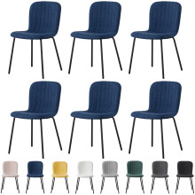 (SET OF 6, BLUE) 2/4/6Pcs Fabric Dining Chair with Metal Legs Bella