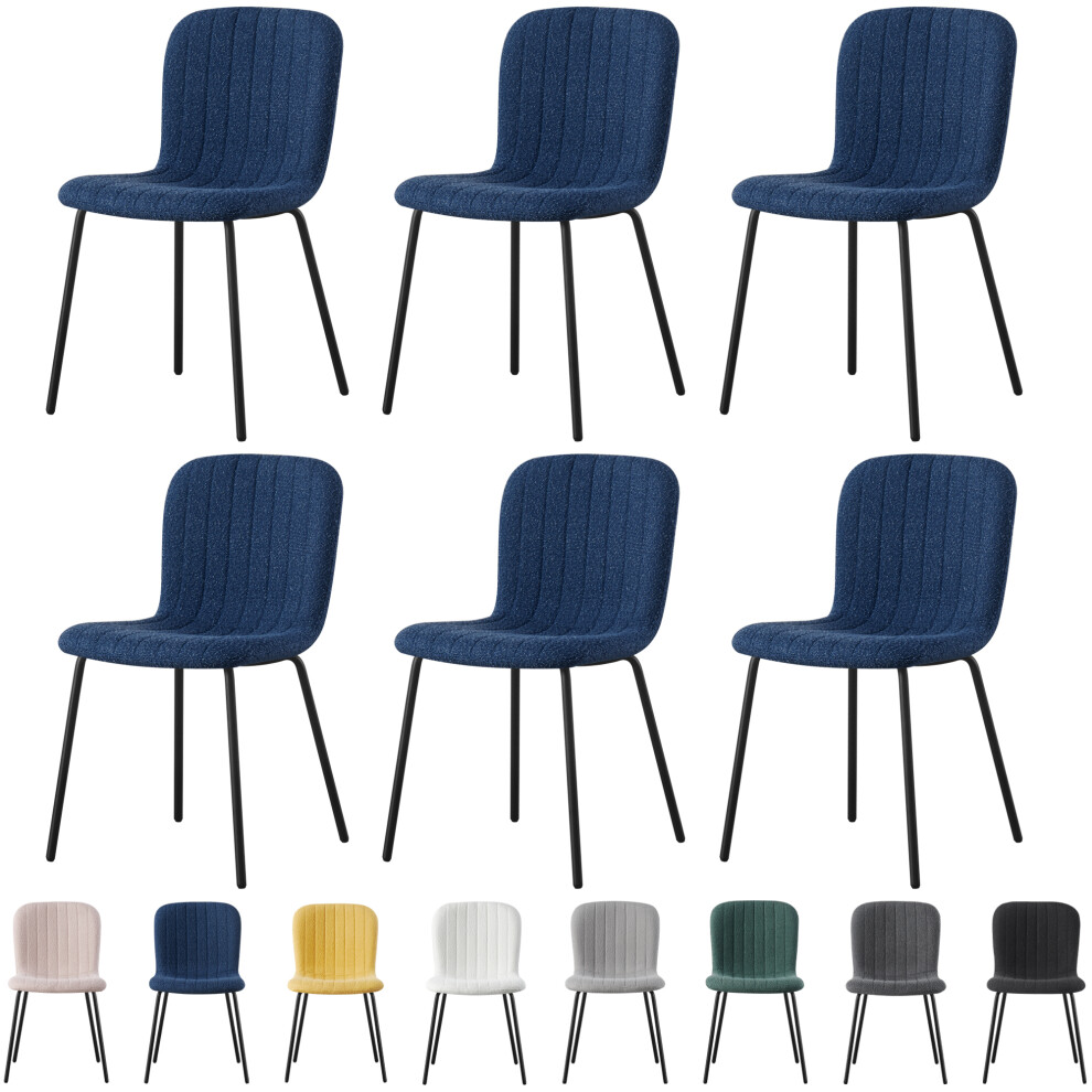 Mcc (Set Of 6, Blue) 2/4/6Pcs Fabric Dining Chair With Metal Legs Bella