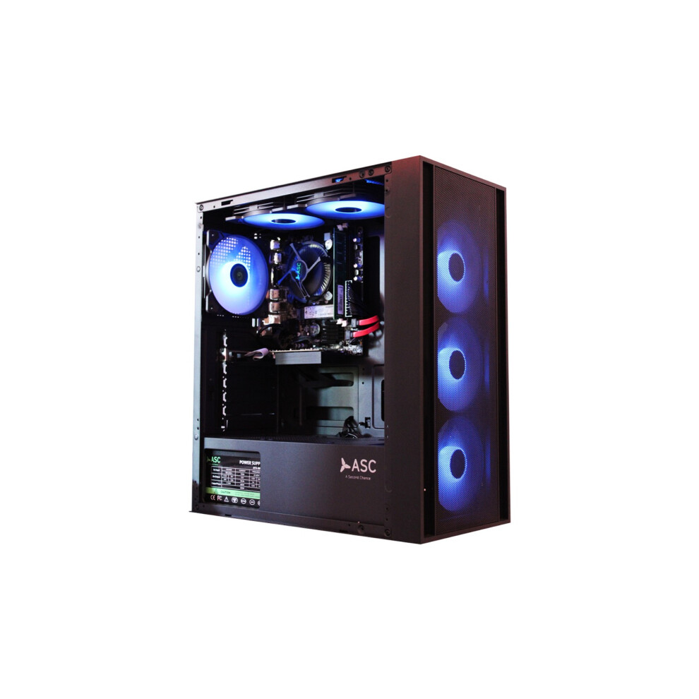Asc Technology Gaming Pc Tower - Ryzen 5 4500, Gt1030 2Gb 16Gb Ram, 256Gb Ssd+1Tb Hdd, Wi-Fi, Windows 11, 6 Fan Rgb Gaming Case Black