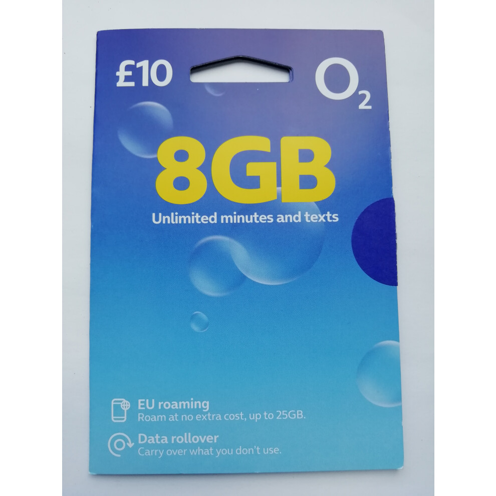 O2 Pay As You Go sim £10/month no credit included