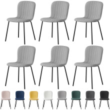 (SET OF 6, LIGHT GREY) 2/4/6Pcs Fabric Dining Chair with Metal Legs Bella