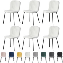 (SET OF 6, BEIGE ) 2/4/6Pcs Fabric Dining Chair with Metal Legs Bella