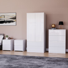 (White) Glinton 4pc Bedroom Furniture Set High Gloss (2)