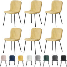 (SET OF 6, YELLOW) 2/4/6Pcs Fabric Dining Chair with Metal Legs Bella