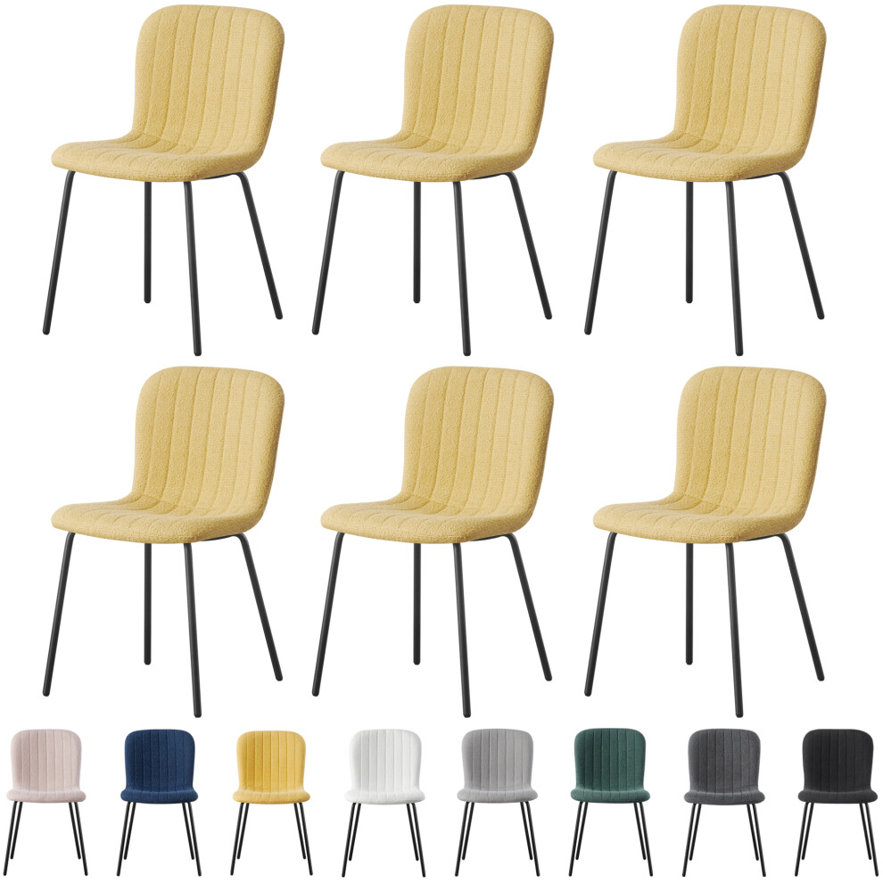 Mcc (Set Of 6, Yellow) 2/4/6Pcs Fabric Dining Chair With Metal Legs Bella