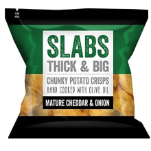 Slabs - Mature Cheddar & Onion Thick & Big Potato Chunky Crisps 14x 80g Packs