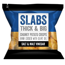 Slabs - Salt & Malt Vinegar Thick & Big Potato Crisps 14 x 80g Packs