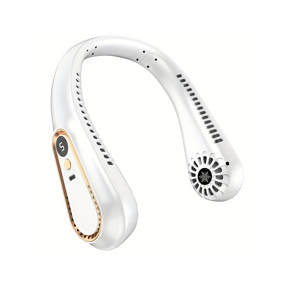 Srj Star (White) Rechargeable Portable Usb Neck Fan | 360 Flexible Cooling, Quiet Operation, Powerful Airflow | Wearable White