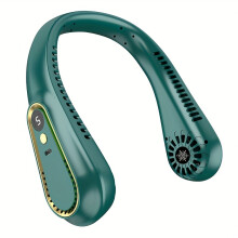 (Green) Rechargeable Portable USB Neck Fan | 360 Flexible Cooling, Quiet Operation, Powerful Airflow | Wearable