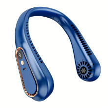 (Blue) Rechargeable Portable USB Neck Fan | 360 Flexible Cooling, Quiet Operation, Powerful Airflow | Wearable