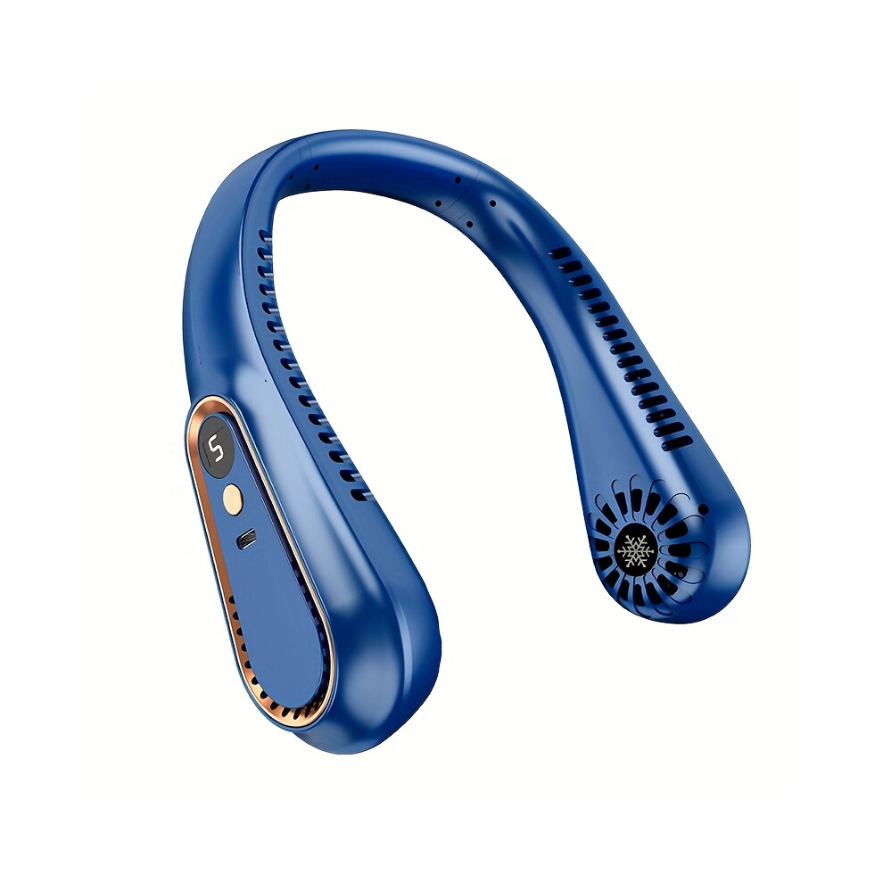 Srj Star (Blue) Rechargeable Portable Usb Neck Fan | 360 Flexible Cooling, Quiet Operation, Powerful Airflow | Wearable Blue