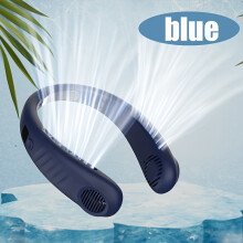(D-blue) 5-Speed Portable Bladeless Neck Fan with USB Charging | Lightweight & Comfortable Design, Rechargeable Lithium Battery, Ergonomic Fit