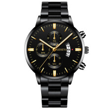 Montre à quartz de luxe pour homme, en acier inoxydable, avec calendrier, pour le travail et les affaires
