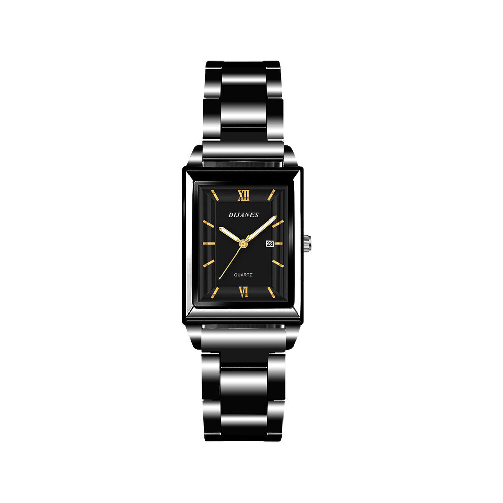 (Chaîne-Or noir) Montre de luxe pour homme, montre-bracelet à quartz de marque supérieure, entièrement
