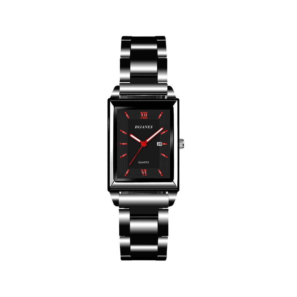 (Chaîne-Noir rouge) Montre de luxe pour homme, montre-bracelet à quartz de marque supérieure, entièrement