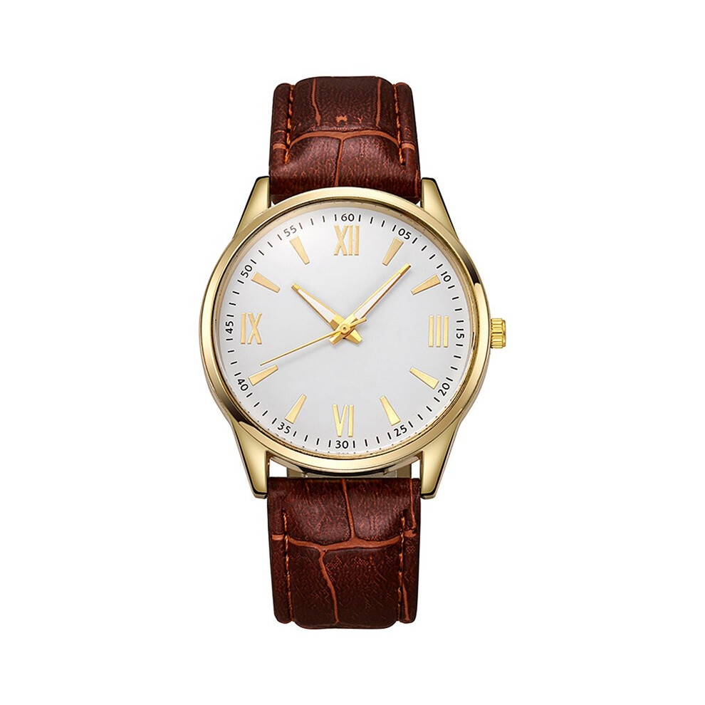 Montre minimaliste de luxe pour homme (marron et blanc), bracelet ultra fin en cuir, montre-bracelet