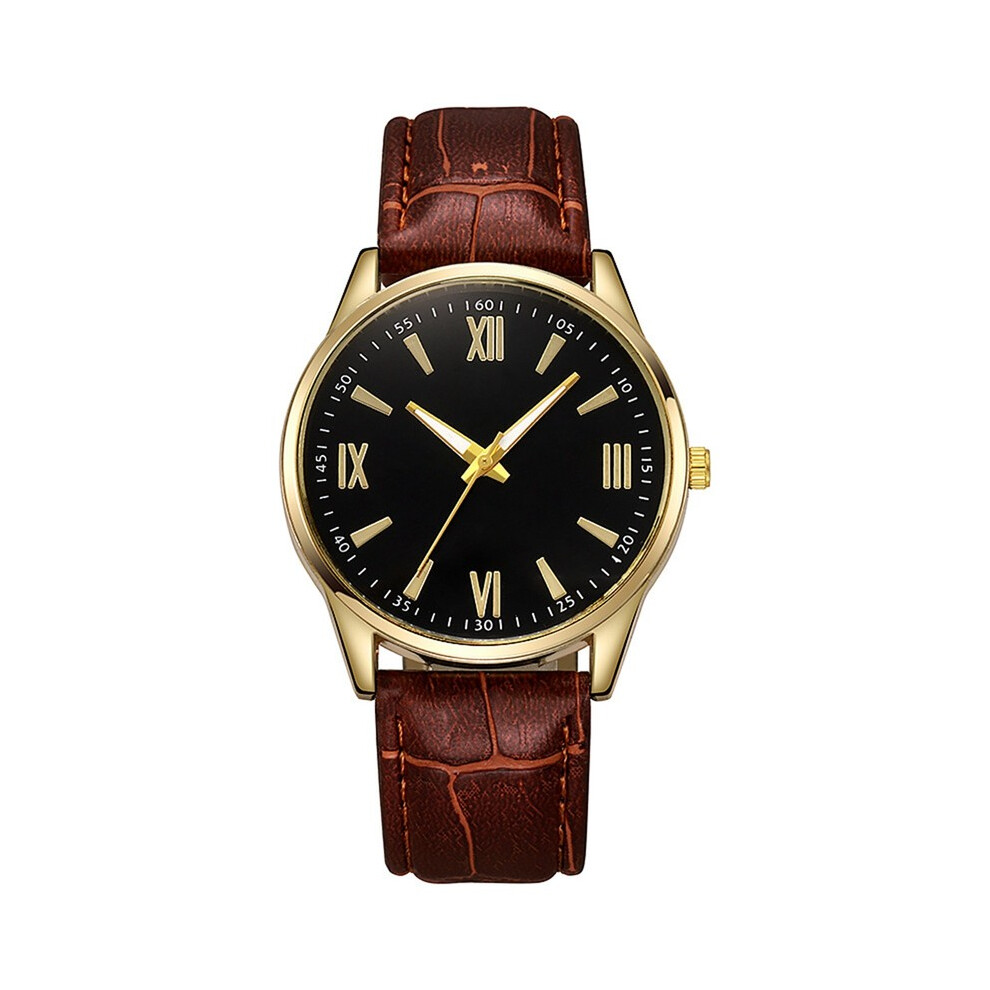 Montre minimaliste de luxe pour homme (marron et noir), bracelet ultra fin en cuir, montre-bracelet