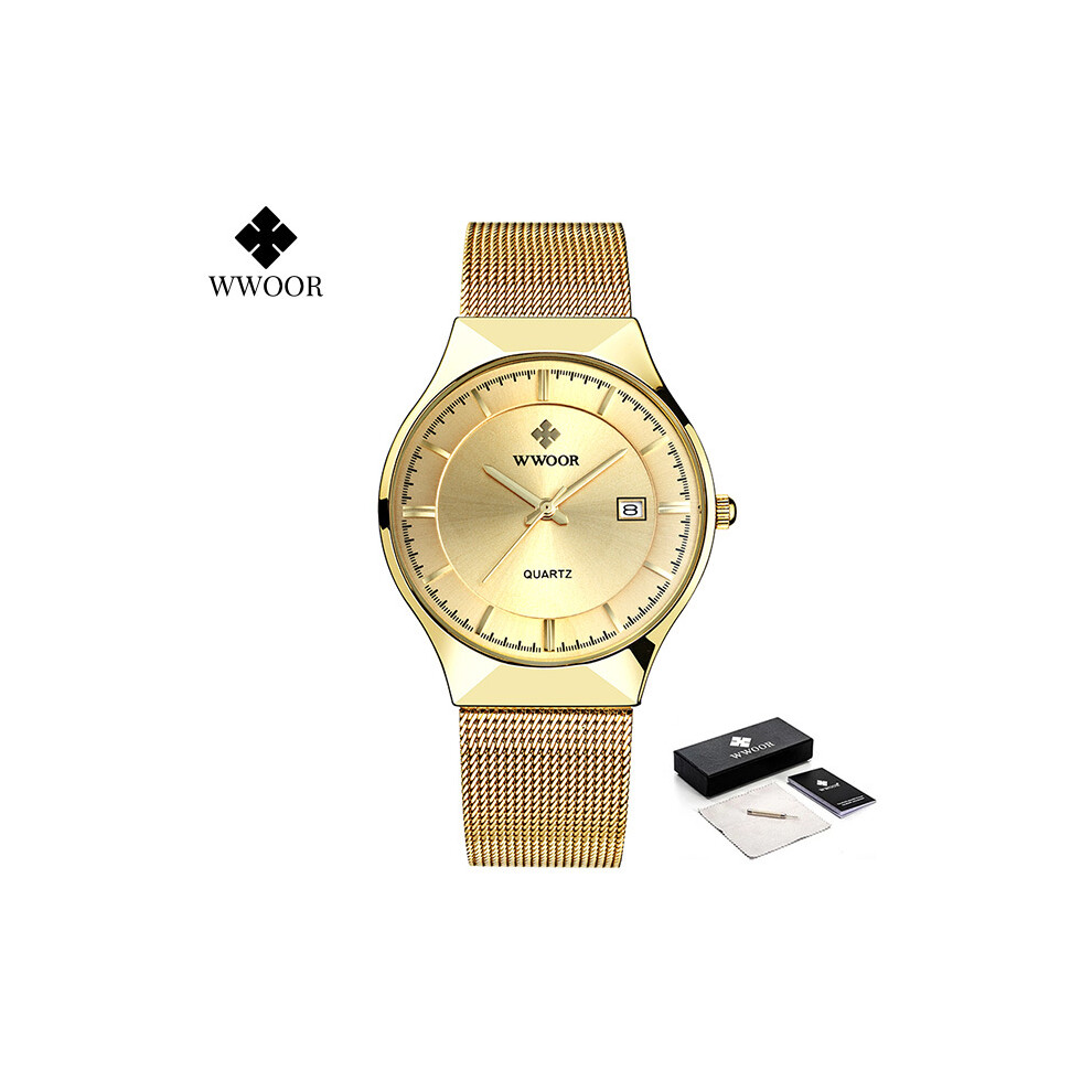 (boîte en or) Montres pour hommes en argent avec maille en acier de marque supérieure de luxe ultra