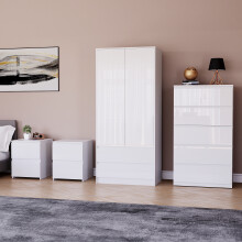 (White) Glinton 4pc Bedroom Furniture Set High Gloss (3)