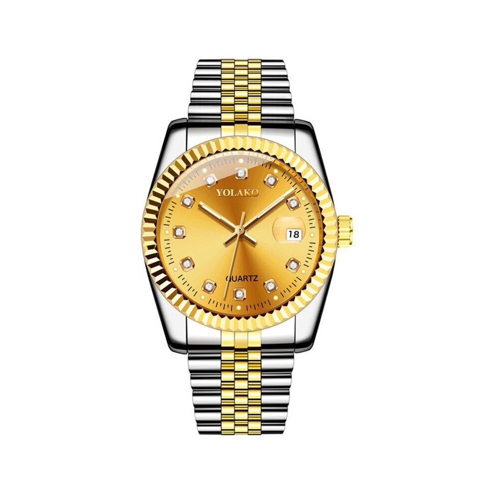 Montres à quartz de luxe pour hommes (or et argent) avec calendrier diamant et mode