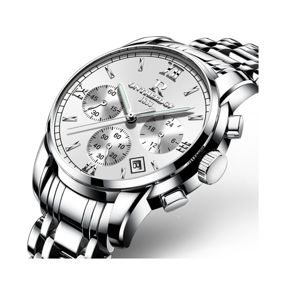 Montre à quartz pour homme (026 argent), montre de sport pour homme, marque de luxe, étanche, entièrement