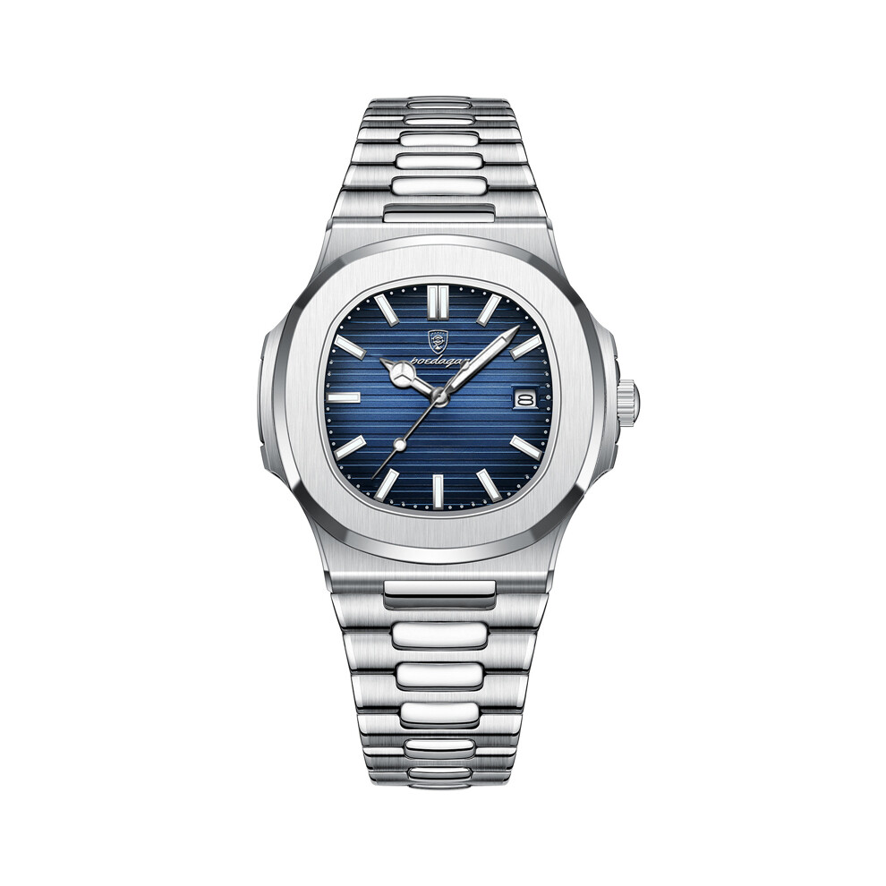 (Argent Bleu 613) Montre d'affaires décontractée pour hommes Montres automatiques de luxe pour hommes