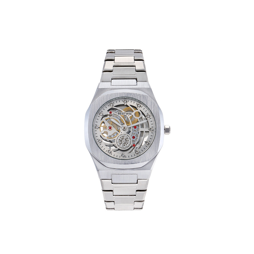 (10) Montre de luxe pour homme, mouvement à quartz, montre creuse unique pour homme, acier inoxydable,