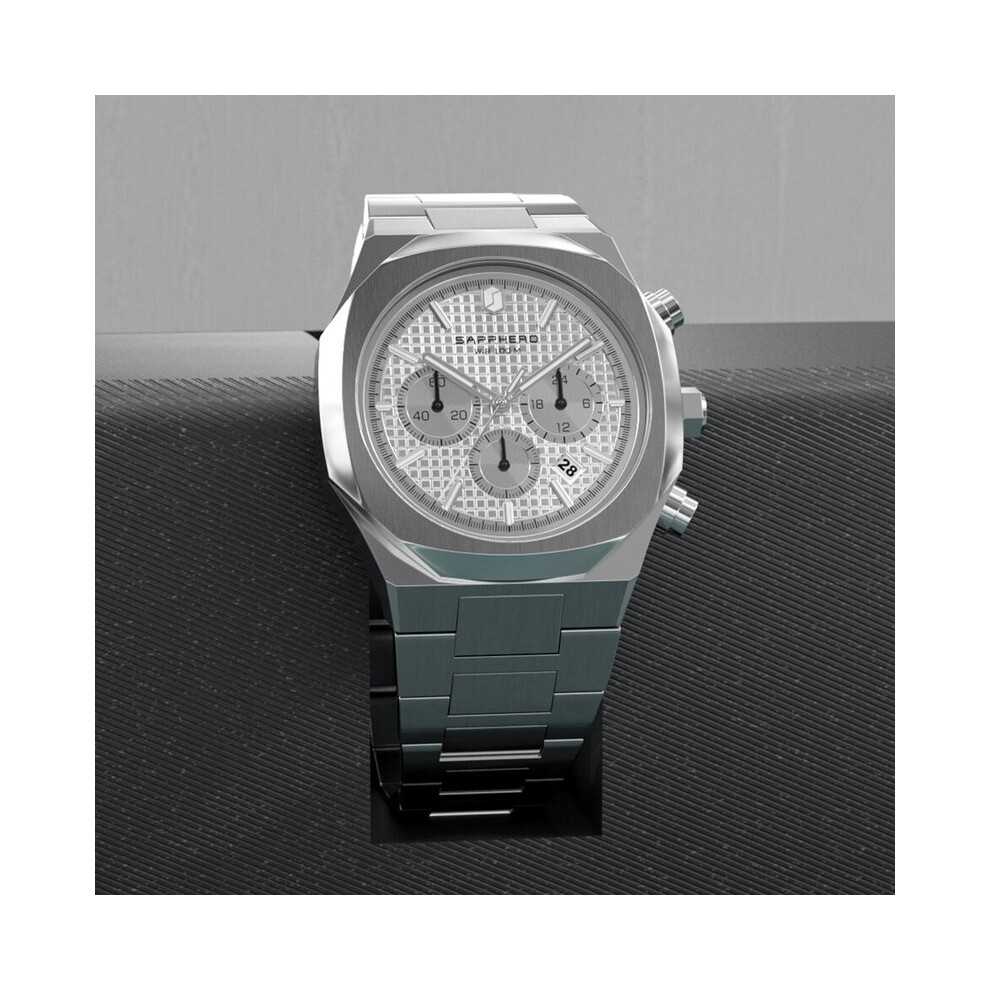 (blanc argenté) Montre de luxe pour hommes, étanche à 100 m, avec date, sport, affaires, à quartz