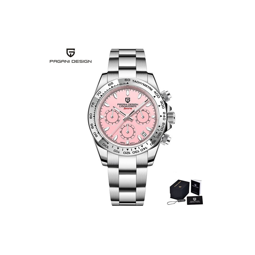 (Rose) Pagani Design Nouvelle lunette en acier inoxydable Hommes Montres-bracelets à quartz de luxe