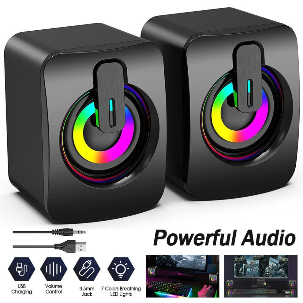 Usb Wired Led Computer Speakers Stereo Bass Subwoofer 3.5Mm For Desktop Pc Mp3 111234567099