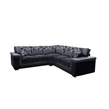 Symphony Corner Sofa Black Faux Leather Fabric Settee