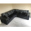 Symphony Corner Sofa Black Faux Leather Fabric Settee 3