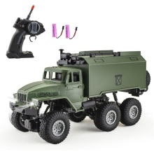 Ferngesteuerter Militär-LKW, 1/16, 6WD, Geländegängiges Militärtransportfahrzeug mit LED-Licht für Kinder und Erwachsene, 2 Batterien