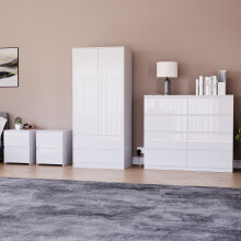 (White) Glinton 4pc Bedroom Furniture Set High Gloss (5)