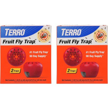Terro Indoor Fruit Fly Traps (4 Pack) + 180 Days Lure Supply - Fast-Acting, Long-Lasting, Discreet Apple-Style Traps with Easy Monitoring