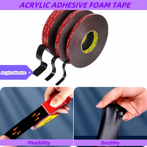 3M VHB 3M X 10mm Μαύρη εξαιρετικά ισχυρή ταινία διπλής όψης αδιάβροχη, ανθεκτική σε υ 2