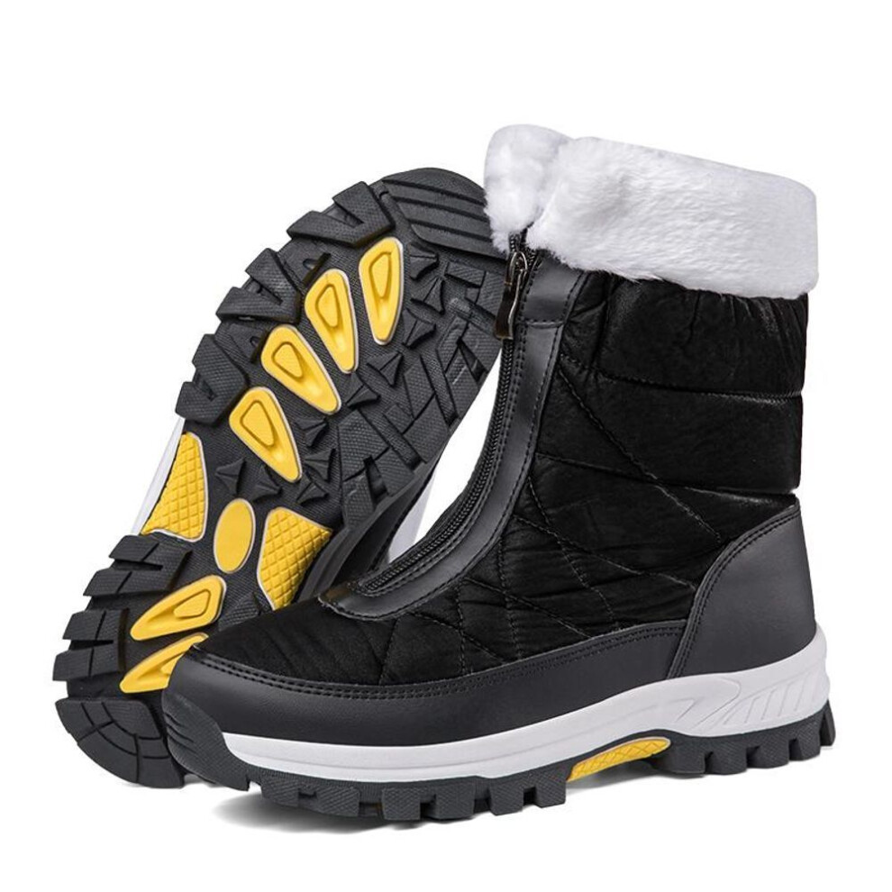 (black, 39) TUINANLE Ankle Boots Women Winter Shoes Keep Warm Non-slip Black Snow Boots Ladies Lace-up Plus Size 42 White Boots