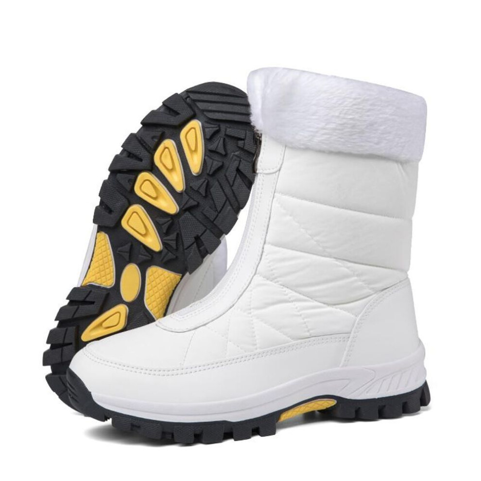 (white, 35) TUINANLE Ankle Boots Women Winter Shoes Keep Warm Non-slip Black Snow Boots Ladies Lace-up Plus Size 42 White Boots