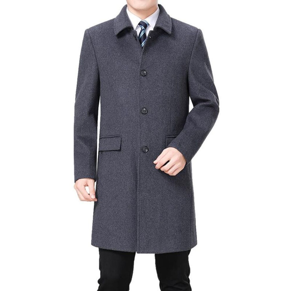 (grey, 2XL) Men Woolen Coat Winter Wool Cashmere Coat Autumn Men Slim Fit Wool Overcoat Wool Blend Long Jacket