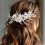 Accessorio per capelli da sposa in argento con cristalli e foglie a mosaico (argento) 4