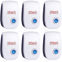 Confezione da 6 repellenti ad ultrasuoni - Efficace contro topi, ratti, mosche, zanzare, parassiti, ragni, scarafaggi - Sicuro e non tossico