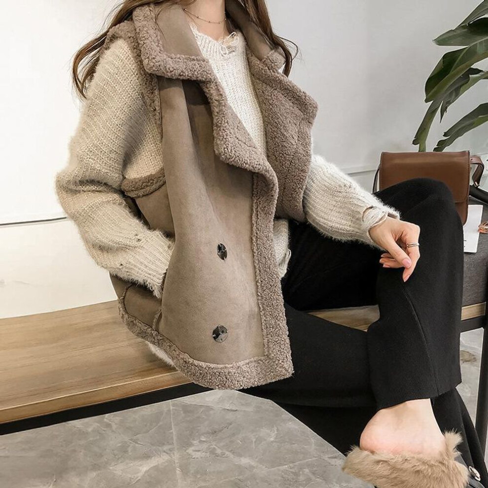 (gray, L) 2024 Autumn/Winter New Lamb Hair Vest Women's Loose Sleeveless Tank Top Warm Coat