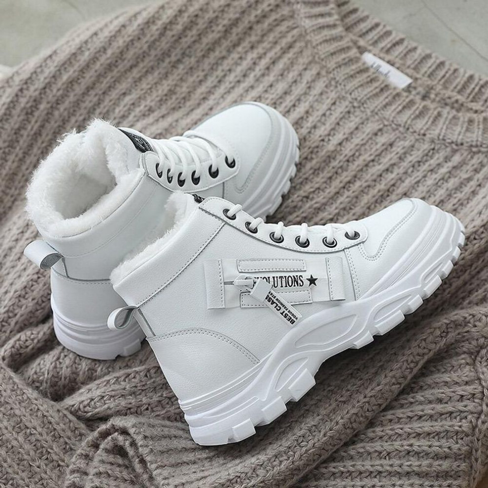(white, 42) Winter Ladies Shoes 2023 Lace Up Women Sneakers Snow Ankle Boots Waterproof Warm Platform Botas Woman Footwear