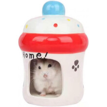 Hamster Hideout Ceramic Cute Strawberry Shaped Hamster House Chinchilla Mini Cabin Small Animal Hideout Cave Cage