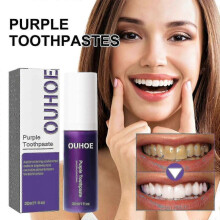 Ouhoe Purple Whitening Toothpaste Cleans Teeth Stains, Cares for Gums, Whitens Oral Breath, Freshness And Whitening Toothpaste      S 8421174915389