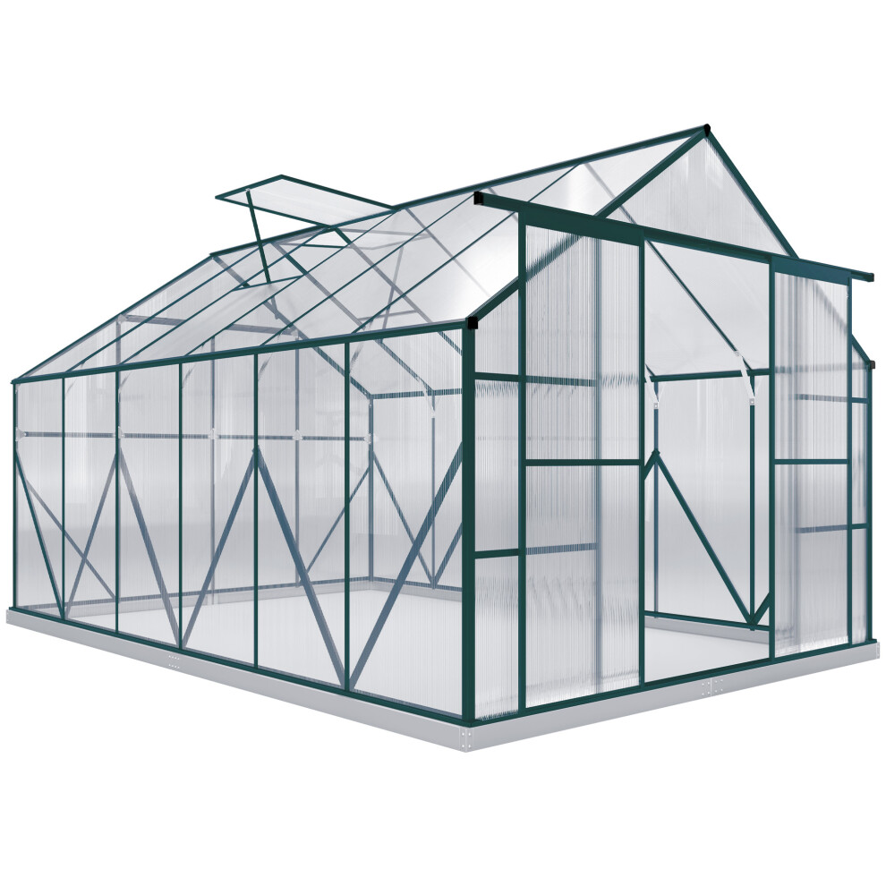Outsunny 8X12ft Polycarbonate Walk-In Greenhouse Outdoor W/ Double Sliding Door