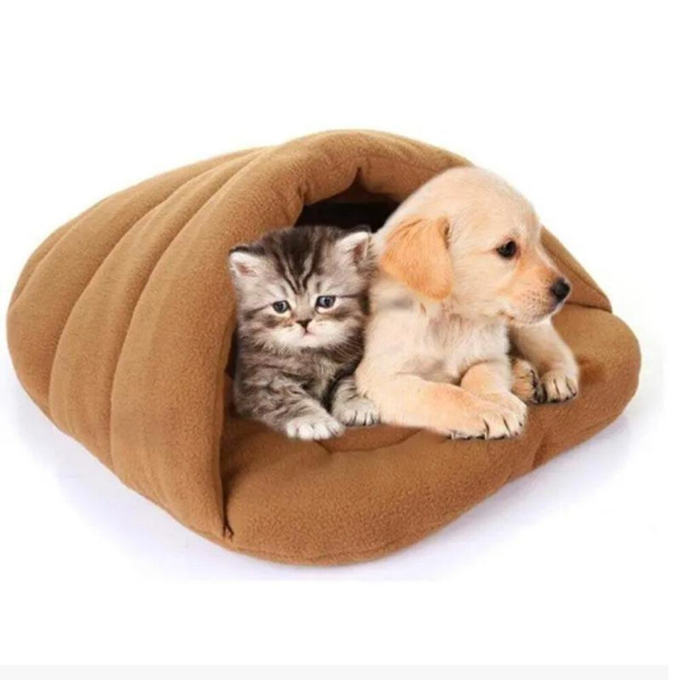 (camel, S) Pet Cat Dog Nest Bed Puppy Soft Warm Cave House Winter Sleeping Bag Mat Pad
