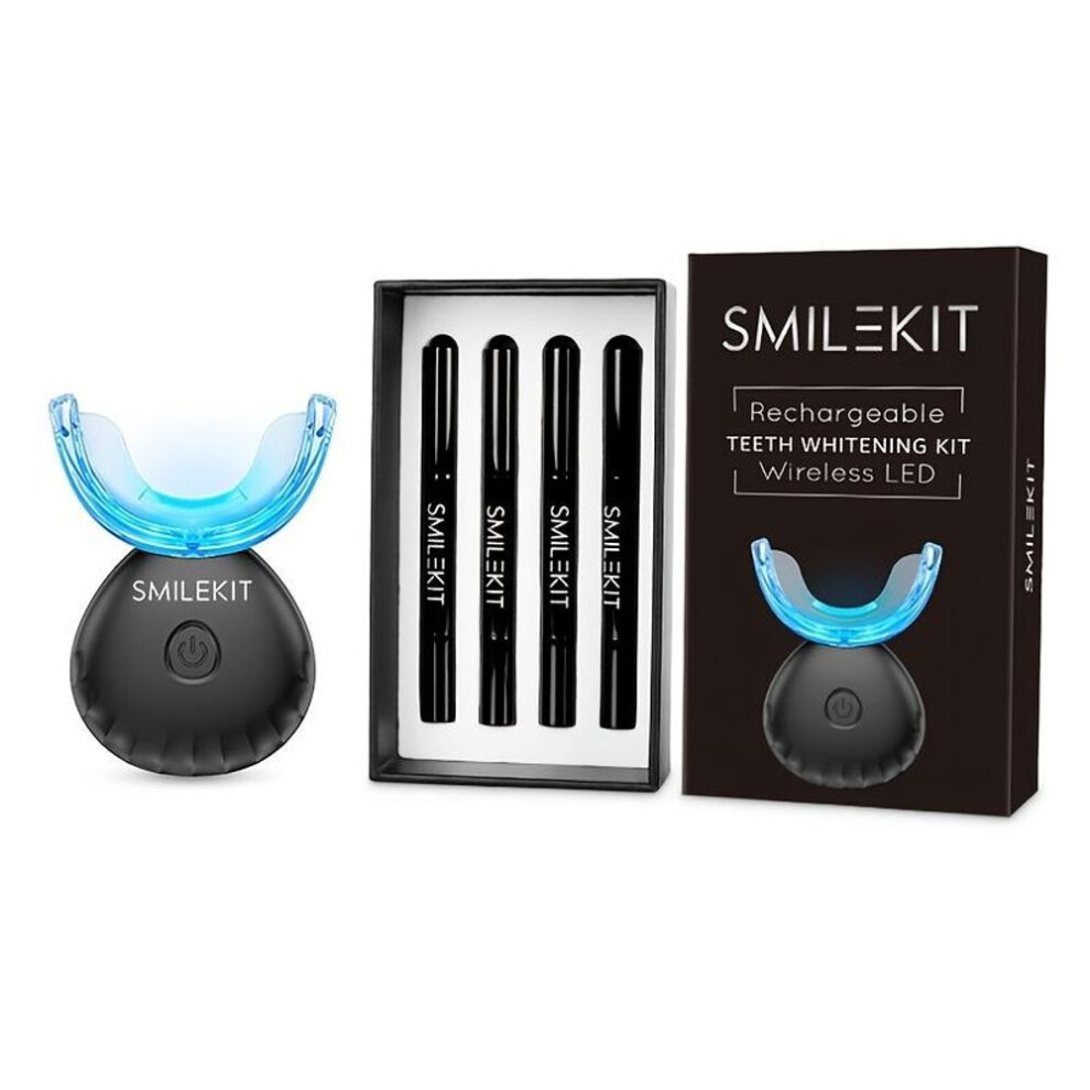 (black) Teeth Whitening Kit Rechargeable Home Use Wireless Teeth Whitening Kit With LED Blue Lights Accelerator With Teeth Whitening Gel Pens