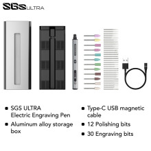 (SGS Ultra Gray) Kit de herramientas rotativas inalámbricas con bolígrafo de grabado ARROWMAX SGS Ultra, mini